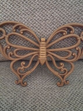 Vintage Homco Faux Wicker Butterfly Wall Hanging